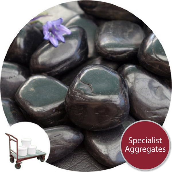 Chinese Pebbles - Polished Black Granite - Medium - Click & Collect